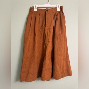 Women’s Kancy Kole Rust Terracotta Corduroy Midi Skirt Size Small